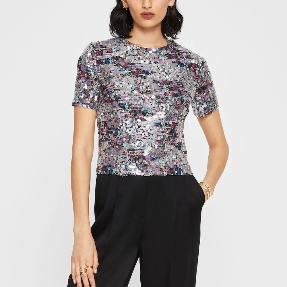Sequin Tee - New With Tags - NEVER WORN - Winter Berry